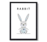 ARTZE Cute Rabbit with Blue Stars Framed Print SIZE: A3 with Black Frame in Pale Blue | Size: A4 ARTZE Pale Blue A4