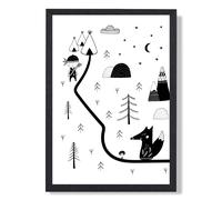 ARTZE Cute Scandi Map Framed Print SIZE: A4 with Black Frame | Size: A3 ARTZE Black A3