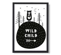 ARTZE Cute Wild Child Scandi Quote Framed Print SIZE: A2 with Black Frame ARTZE Black A2