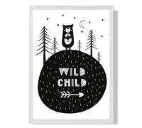 ARTZE Cute Wild Child Scandi Quote Framed Print SIZE: A4 with White Frame in Black | Size: A2 ARTZE Black A2