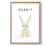 ARTZE Cute Yellow Floral Rabbit Framed Print SIZE: A3 with Oak Frame | Size: A2 ARTZE Yellow A2