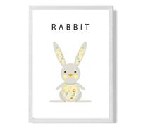 ARTZE Cute Yellow Floral Rabbit Framed Print SIZE: A4 with White Frame ARTZE Yellow A4