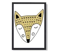 ARTZE Cute Yellow Fox Scandi Animal Framed Print SIZE: A3 with Black Frame ARTZE Yellow A3