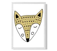 ARTZE Cute Yellow Fox Scandi Animal Framed Print SIZE: A3 with White Frame | Size: A2 ARTZE Yellow A2