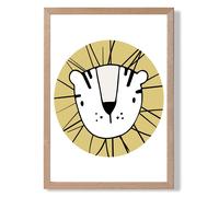 ARTZE Cute Yellow Fox Scandi Animal Framed Print SIZE: A4 with Oak Frame | Size: A3 ARTZE Yellow A3