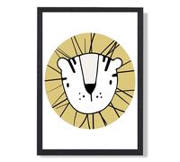 ARTZE Cute Yellow Lion Scandi Animal Framed Print SIZE: A2 with Black Frame ARTZE Yellow A2