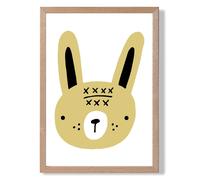 ARTZE Cute Yellow Rabbit Scandi Animal Framed Print SIZE: A2 with Oak Frame | Size: A4 ARTZE Yellow A4