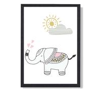 ARTZE CuteElephant Scandi Animal Framed Print SIZE: A3 with Black Frame in Pink | Size: A2 ARTZE Pink A2