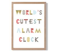 ARTZE Cutest Alarm Clock Scandi Quote Framed Print SIZE: A3 with Oak Frame in Pale Blue | Size: A4 ARTZE Pale Blue A4