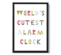 ARTZE Cutest Alarm Clock Scandi Quote Framed Print SIZE: A4 with Black Frame in Pale Blue ARTZE Pale Blue A4