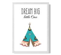 ARTZE Dream Big Tribal Quote Framed Print SIZE: A4 with White Frame in Bright Blue | Size: A2 ARTZE Bright Blue A2