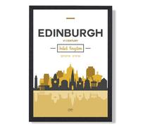 ARTZE Edinburgh Yellow & Black City Skyline Framed Print SIZE: A2 with Black Frame ARTZE Yellow A2