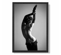 ARTZE Elegant Woman with Gloves Fashion Black & White Photo Framed Print SIZE: A4 with Black Frame ARTZE Black A4