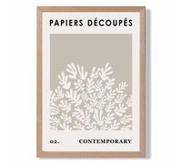 ARTZE Fawn & Ivory Matisse Style Floral Cutout Framed Print SIZE: A2 with Oak Frame in Stone | Size: A4 ARTZE Stone A4