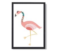 ARTZE Flamingo Tribal Animal Framed Print SIZE: A2 with Black Frame in Pink | Size: A4 ARTZE Pink A4