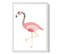 ARTZE Flamingo Tribal Animal Framed Print SIZE: A2 with White Frame in Pink | Size: A4 ARTZE Pink A4
