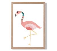 ARTZE Flamingo Tribal Animal Framed Print SIZE: A3 with Oak Frame in Pink | Size: A2 ARTZE Pink A2