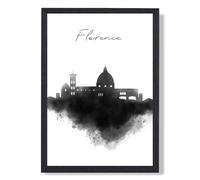 ARTZE Florence Watercolour Skyline City Framed Print SIZE: A2 with Black Frame | Size: A4 ARTZE Black A4