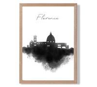 ARTZE Florence Watercolour Skyline City Framed Print SIZE: A2 with Oak Frame in Black | Size: A4 ARTZE Black A4