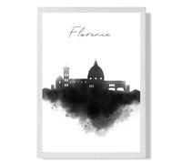 ARTZE Florence Watercolour Skyline City Framed Print SIZE: A4 with White Frame in Black | Size: A2 ARTZE Black A2