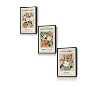 ARTZE Flower Market Paris Exhibition in Neutral Colours Framed Wall Art - Small in Black | Size: W33 cm x H45 cm x D20mm ARTZE Black W33 cm x H45 cm x D20mm