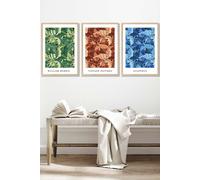 ARTZE Framed Blue, Green Brown William Morris Floral Framed Wall Art - Medium in Light Oak | Size: W45 cm x H62 cm x D20mm ARTZE Light Oak W45 cm x H62 cm x D20mm
