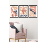 ARTZE Framed Blue & Pink Boho Abstract Floral Framed Wall Art - Medium in Black | Size: W45 cm x H62 cm x D20mm ARTZE Black W45 cm x H62 cm x D20mm