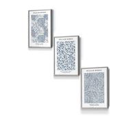 ARTZE Framed Blue William Morris Vintage Floral Framed Wall Art - Small in Light Grey | Size: W33 cm x H45 cm x D20mm ARTZE Light Grey W33 cm x H45 cm x D20mm