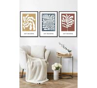 ARTZE Framed Boho Abstract Yellow, Blue, Red Floral Shapes Framed Wall Art - Large in Black | Size: W53 cm x H73 cm x D20mm ARTZE Black W53 cm x H73 cm x D20mm