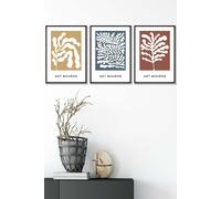 ARTZE Framed Boho Abstract Yellow, Blue, Red Floral Shapes Framed Wall Art - Medium in Black | Size: W45 cm x H62 cm x D20mm ARTZE Black W45 cm x H62 cm x D20mm