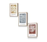 ARTZE Framed Boho Abstract Yellow, Blue, Red Floral Shapes Framed Wall Art - Small in Light Oak | Size: W33 cm x H45 cm x D20mm ARTZE Light Oak W33 cm x H45 cm x D20mm