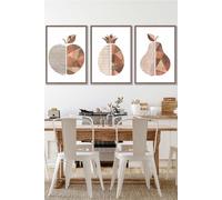 ARTZE Framed Geometric Wood Grain Effect Fruit Framed Wall Art - Large in Walnut | Size: W53 cm x H73 cm x D20mm ARTZE Walnut W53 cm x H73 cm x D20mm