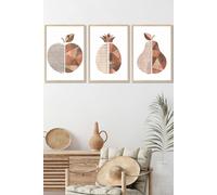 ARTZE Framed Geometric Wood Grain Effect Fruit Framed Wall Art - Medium in Light Oak | Size: W45 cm x H62 cm x D20mm ARTZE Light Oak W45 cm x H62 cm x D20mm