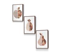 ARTZE Framed Geometric Wood Grain Effect Fruit Framed Wall Art - Small in Walnut | Size: W33 cm x H45 cm x D20mm ARTZE Walnut W33 cm x H45 cm x D20mm