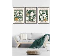 ARTZE Framed Green Flower Market London Edinburgh Dublin Framed Wall Art - Large in Black | Size: W53 cm x H73 cm x D20mm ARTZE Black W53 cm x H73 cm x D20mm