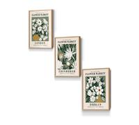 ARTZE Framed Green Flower Market London Edinburgh Dublin Framed Wall Art - Small in Light Oak | Size: W33 cm x H45 cm x D20mm ARTZE Light Oak W33 cm x H45 cm x D20mm