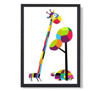 ARTZE Giraffe Bright Geometric Animal Framed Print SIZE: A3 with Black Frame | Size: A4 ARTZE Multicolor A4