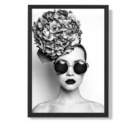 ARTZE Girl with Dark Sunglasses Fashion Black & White Photo Framed Print SIZE: A3 with Black Frame | Size: A4 ARTZE Black A4