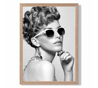 ARTZE Girl with Sunglasses Fashion Black & White Photo Framed Print SIZE: A3 with Oak Frame | Size: A2 ARTZE Black A2