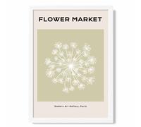 ARTZE Green & Beige Dandelion Flower Market Simplicity Framed Print SIZE: A2 with White Frame | Size: A4 ARTZE Green A4