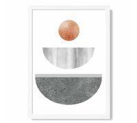 ARTZE Grey & Copper Circles Mid Century Geometric Framed Print SIZE: A3 with White Frame ARTZE Copper A3