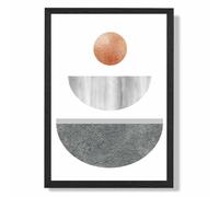 ARTZE Grey & Copper Circles Mid Century Geometric Framed Print SIZE: A4 with Black Frame | Size: A3 ARTZE Copper A3