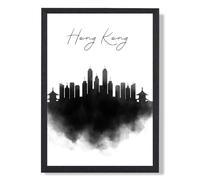 ARTZE Hong Kong Watercolour Skyline City Framed Print SIZE: A4 with Black Frame ARTZE Black A4