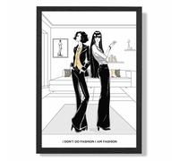 ARTZE I am Fashion Sketch Quote Style & Fashion Framed Print SIZE: A4 with Black Frame in Yellow | Size: A3 ARTZE Yellow A3