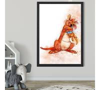 ARTZE Kanga & Roo Watercolour Winnie the Pooh Art Print with Black Frame SIZE: A4 in Orange | Size: A3 ARTZE Orange A3