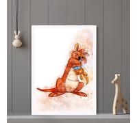 ARTZE Kanga & Roo Watercolour Winnie the Pooh Art Print with White Frame SIZE: A3 in Purple | Size: A4 ARTZE Purple A4