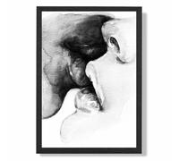 ARTZE Kissing Couple Abstract Pencil Sketch Framed Print SIZE: A4 with Black Frame | Size: A3 ARTZE Black A3