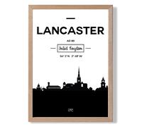 ARTZE Lancaster Black & White City Skyline Framed Print SIZE: A3 with Oak Frame ARTZE Black A3