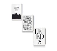 ARTZE LEEDS Skyline Street Map City Prints Framed Wall Art - Small in White | Size: W33 cm x H45 cm x D20mm ARTZE White W33 cm x H45 cm x D20mm