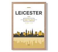 ARTZE Leicester Yellow & Black City Skyline Framed Print SIZE: A2 with Oak Frame | Size: A4 ARTZE Yellow A4